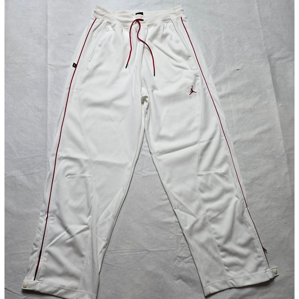 Jordan Mens White Red Jumpman Track Pants XL Side Zip Snap Hem Athletic Joggers